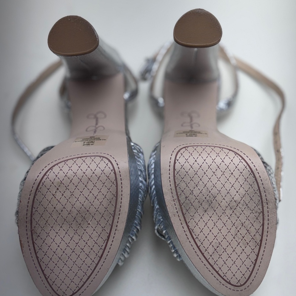 Jessica Simpson Metallic Silver Knot-Front Platform Sandals - Picture 2 of 3